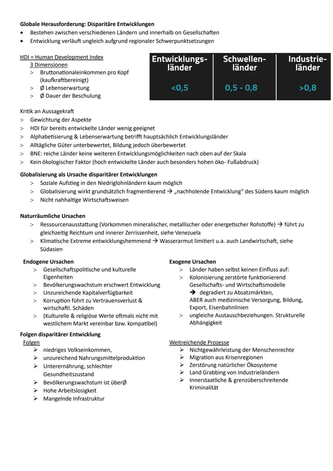 Globale Herausforderung: Disparitäre Entwicklungen
● Bestehen zwischen verschiedenen Ländern und innerhalb on Gesellschaften
Entwicklung ver