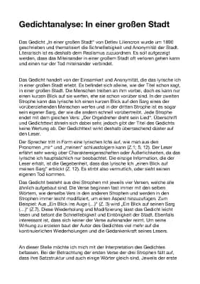 Know Gedichtsanalyse „In einer großen Stadt“ von Detlev Liliencron thumbnail