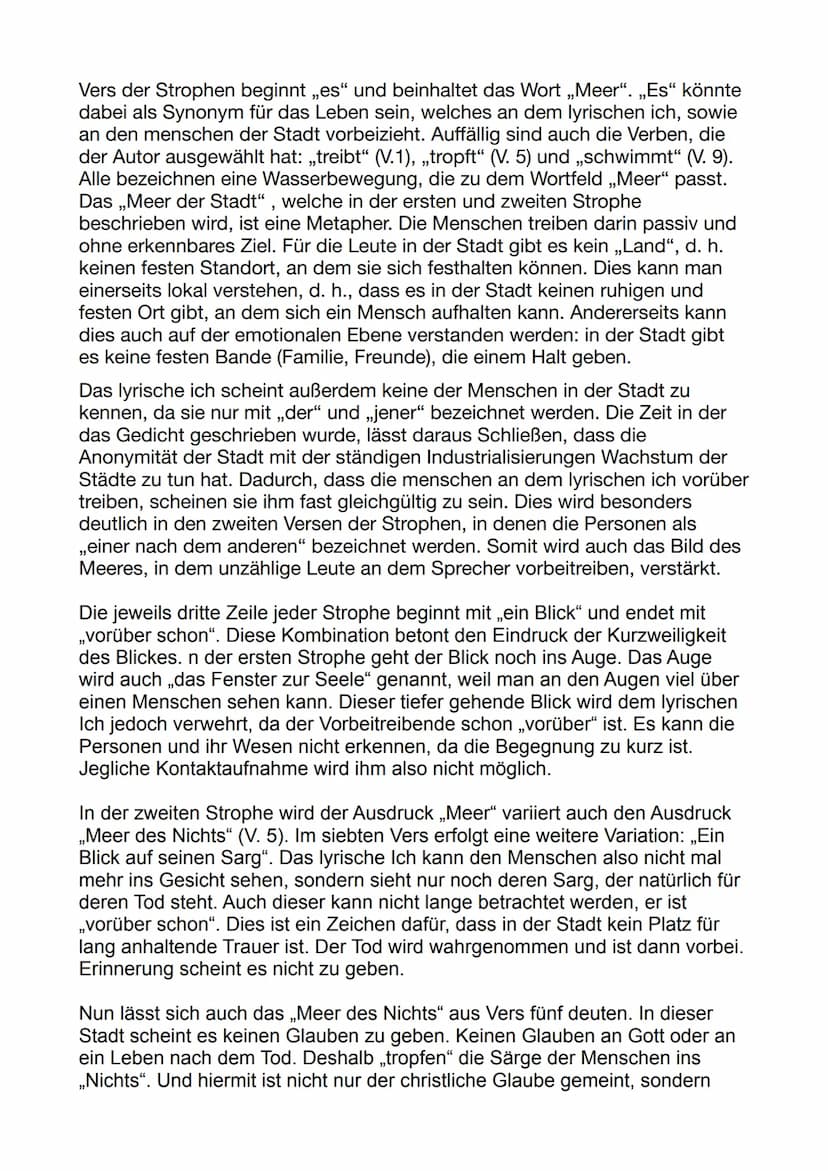 Gedichtanalyse: In einer großen Stadt
Das Gedicht ,,In einer großen Stadt" von Detlev Liliencron wurde um 1890
geschrieben und thematisiert 