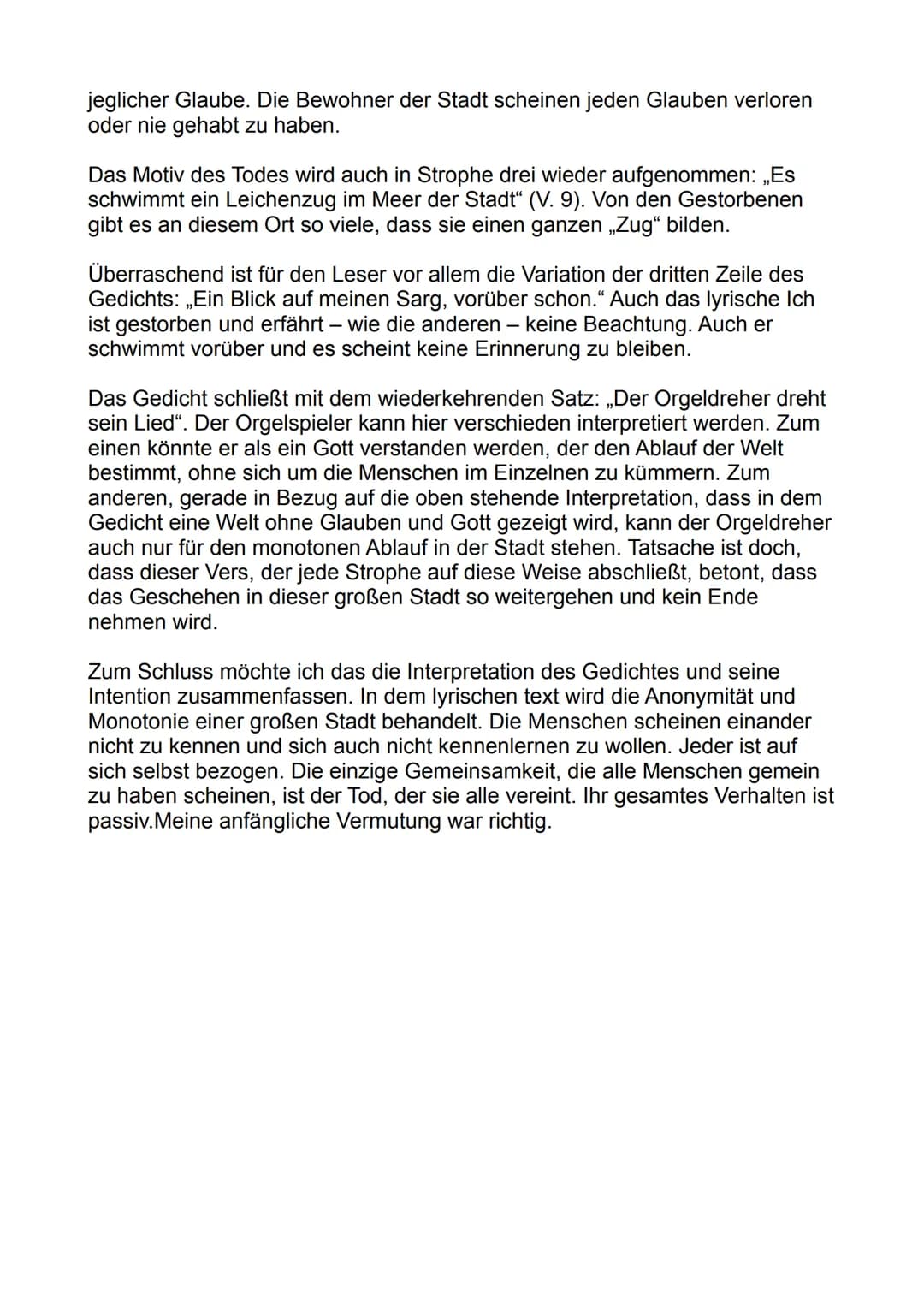 Gedichtanalyse: In einer großen Stadt
Das Gedicht ,,In einer großen Stadt" von Detlev Liliencron wurde um 1890
geschrieben und thematisiert 