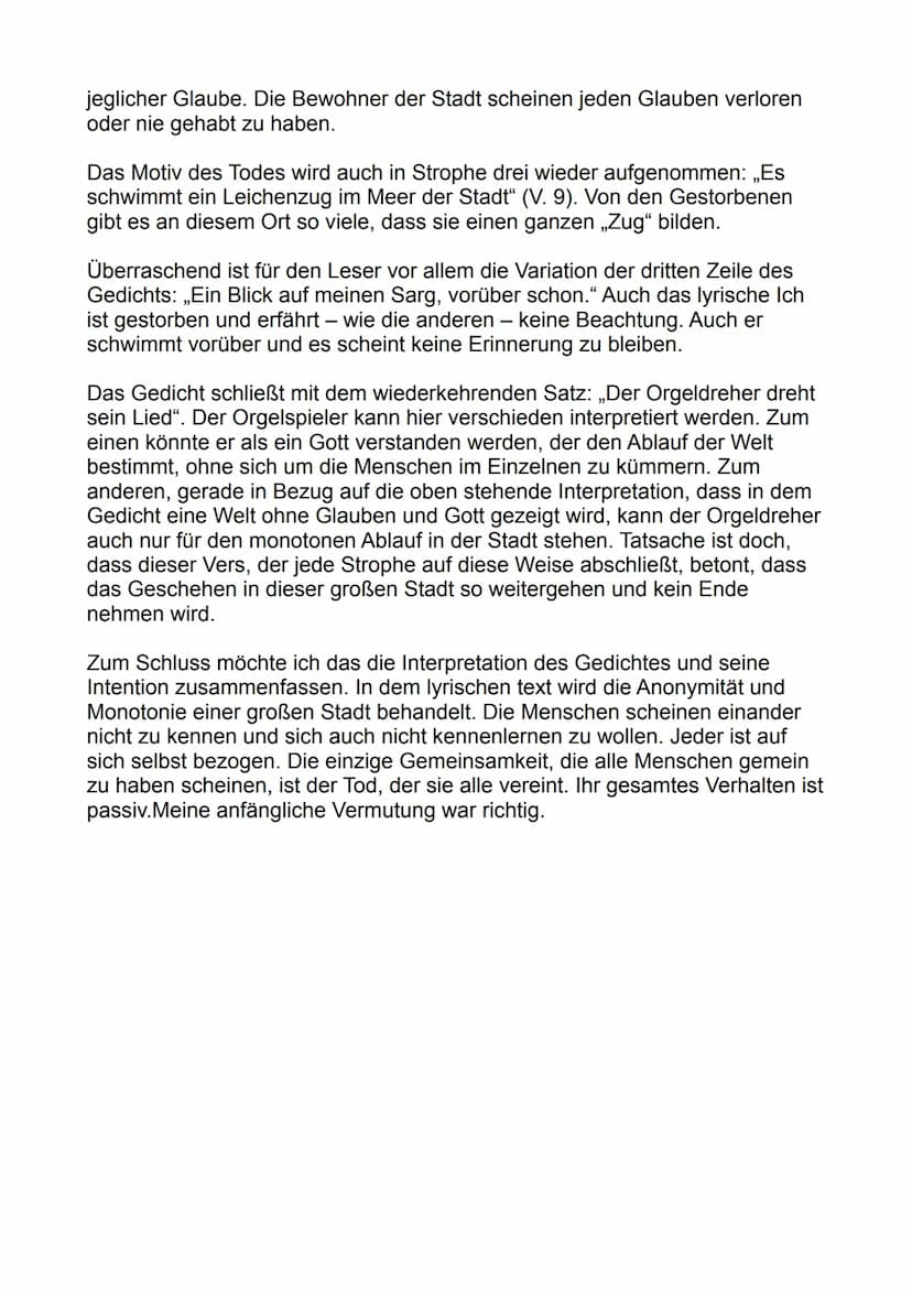 Gedichtanalyse: In einer großen Stadt
Das Gedicht ,,In einer großen Stadt" von Detlev Liliencron wurde um 1890
geschrieben und thematisiert 