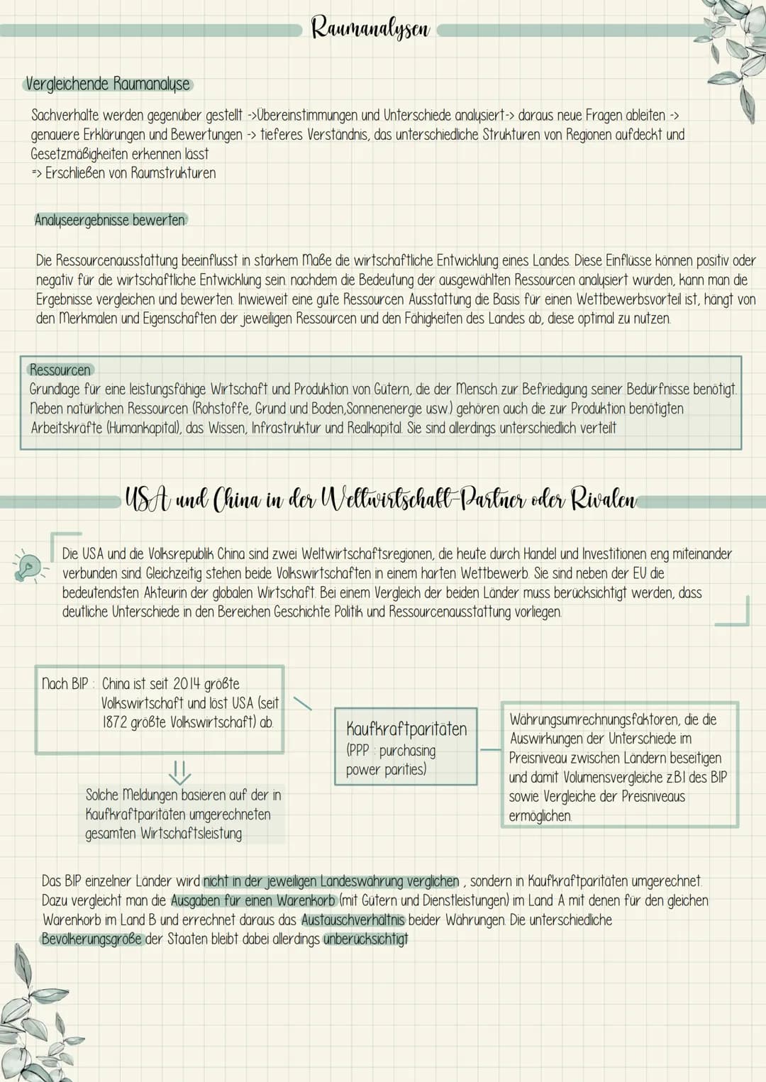 Erdkunde Wirtschall
Analyse von Weltwirtschaftsregionen - USA und China
Die Weltwirtschaft hat sich ungleich entwickelt. Regionen die einen 