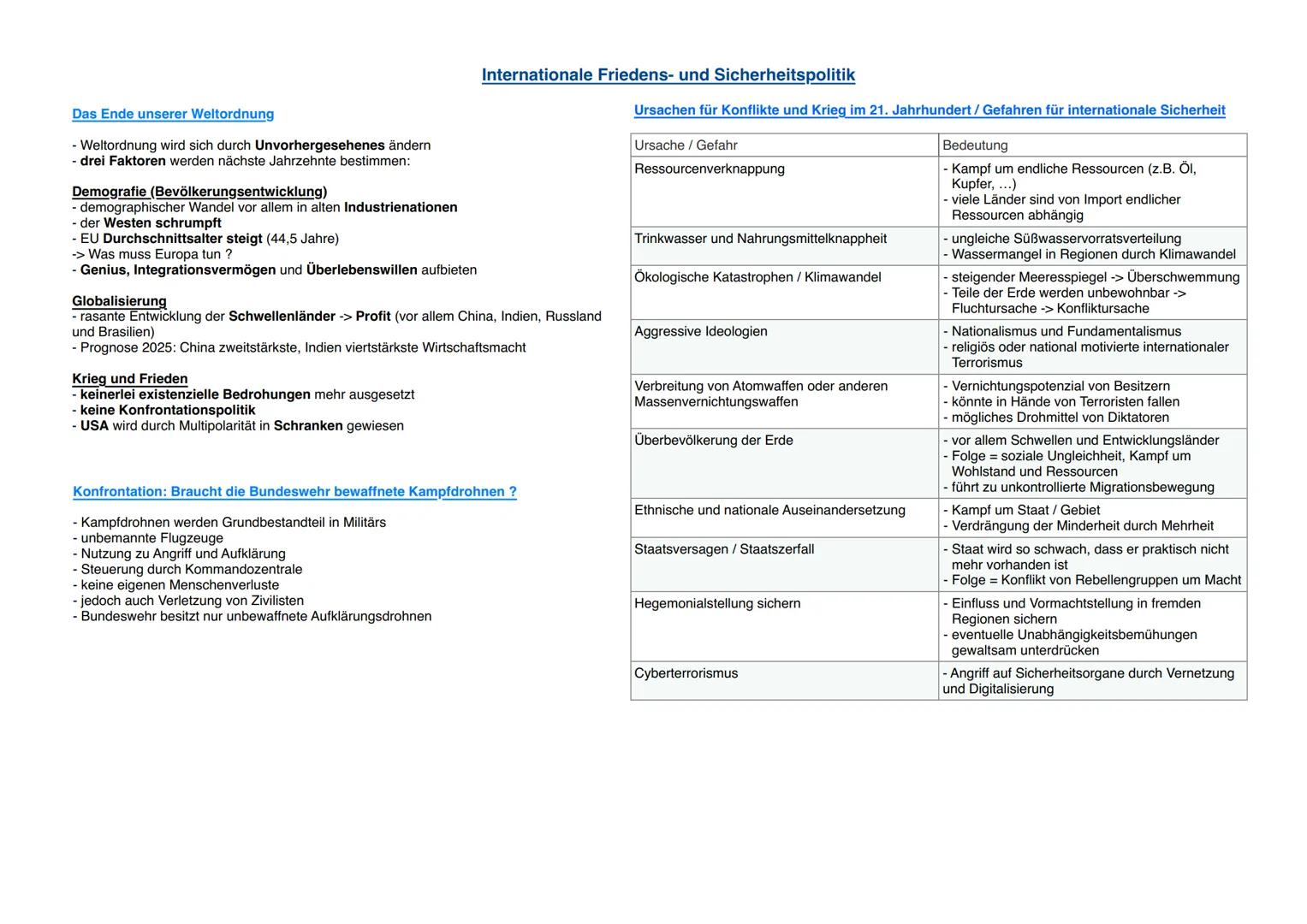 # Internationale Friedens- und Sicherheitspolitik

Internationale Beziehungen

... sind politisch, relevante Beziehungen zwischen staatlich 