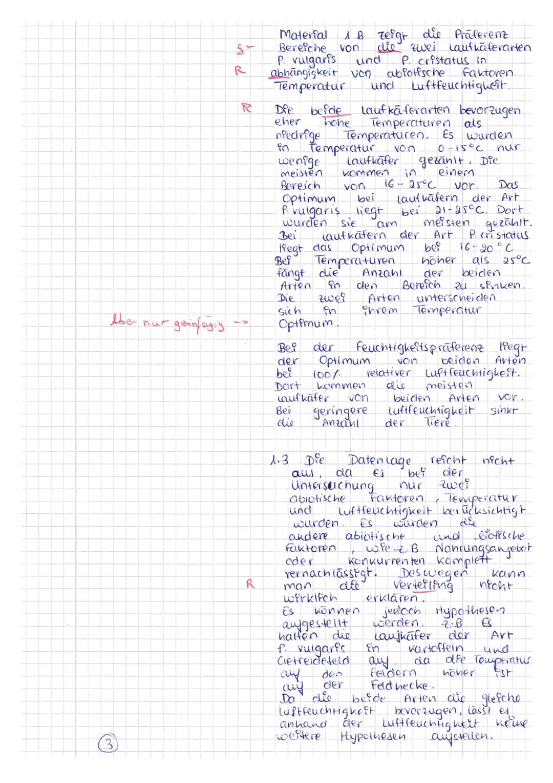 BI Q1 LK
Klausur 1
Thema: Ökologie
Name:
14.09.2022
Aufgabenstellung: Verbreitung von zwei Laufkäferarten und ihre Reaktion auf Umweltfaktor
