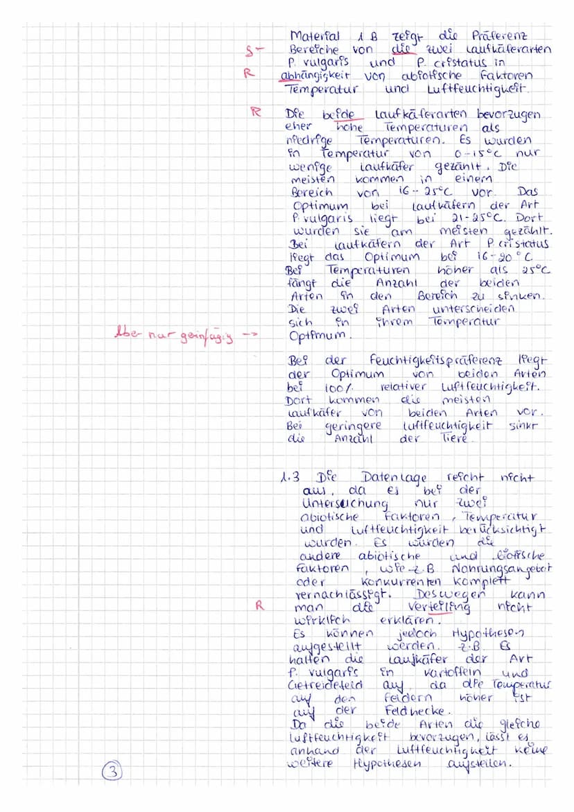 BI Q1 LK
Klausur 1
Thema: Ökologie
Name:
14.09.2022
Aufgabenstellung: Verbreitung von zwei Laufkäferarten und ihre Reaktion auf Umweltfaktor