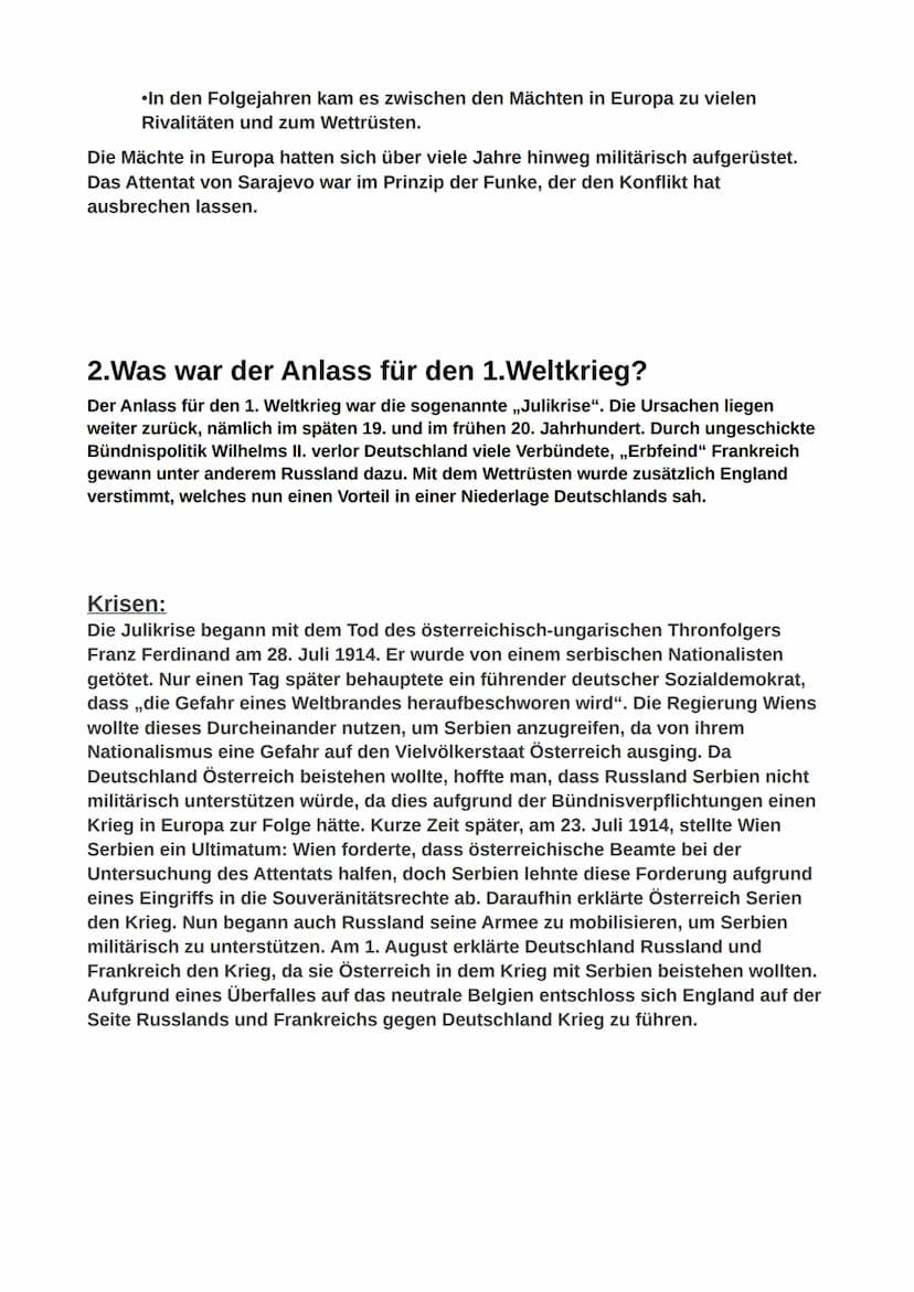 Name, Vorname:Shirzai, Amir
Aufsatz 1 Weltkrieg:
Gliederung:
1.Wie kam es zum 1. Weltkrieg?
2. Was war der Anlass für den 1. Weltkrieg?
3.We