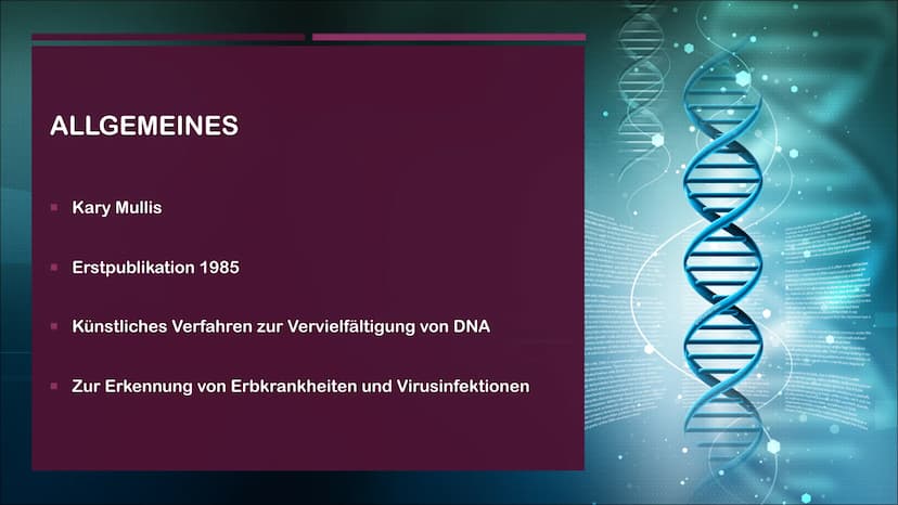 POLYMERASE-KETTENREAKTION
EINE PRÄSENTATION VON CASSANDRA CZICHOCKI GLIEDERUNG
■ Allgemeines
Video zum Ablauf
▪ Denaturierung
▪ Hybridisieru