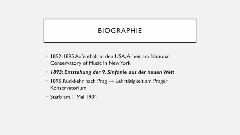 ANTONÍN
DVOŘÁK
1841
1904
He
ANTONIN DVOŘÁK ANTONÍN DVOŘÁK
Und seine Sinfonie aus der neuen Welt 1. Biographie
2. Sinfonie aus der neuen Welt