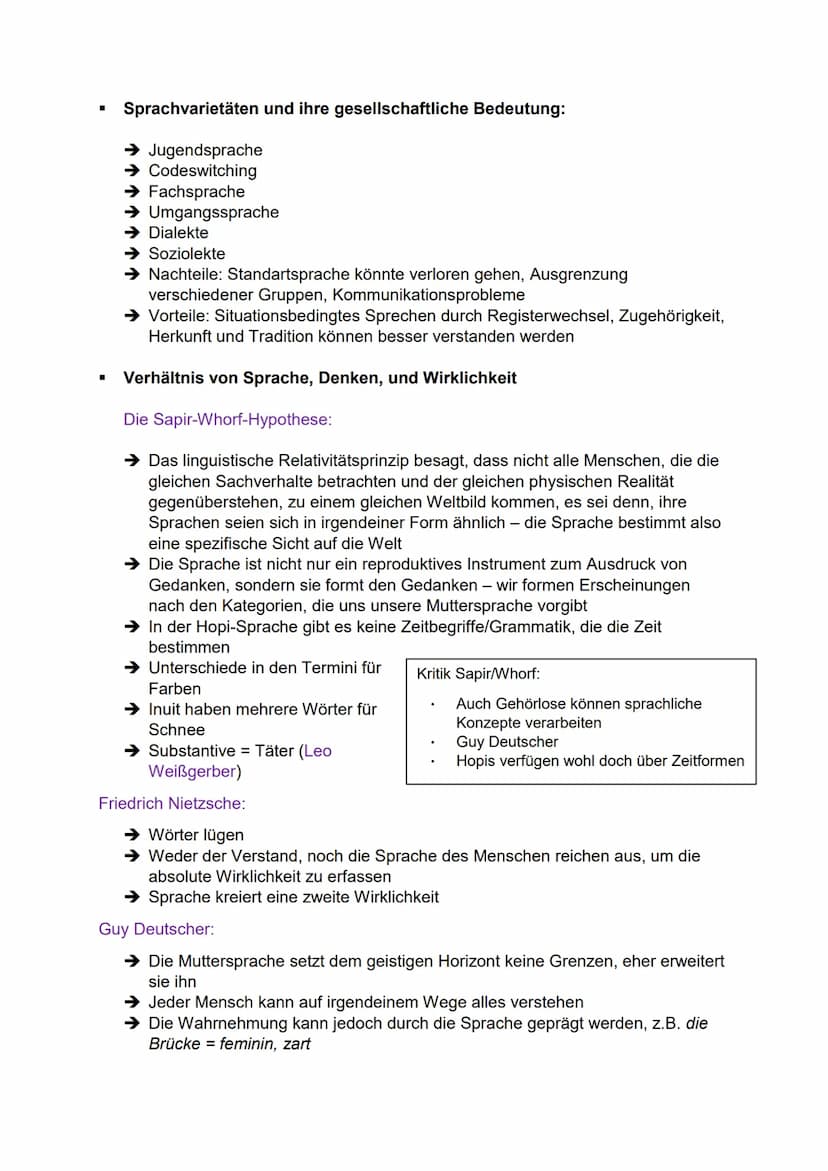 Deutsch LK - Abitur 30.04.21
Sprache
Spracherwerbsmodelle und Theorien
Sprachgeschichtlicher Wandel
➤ Sprachvarietäten und ihre gesellschaft