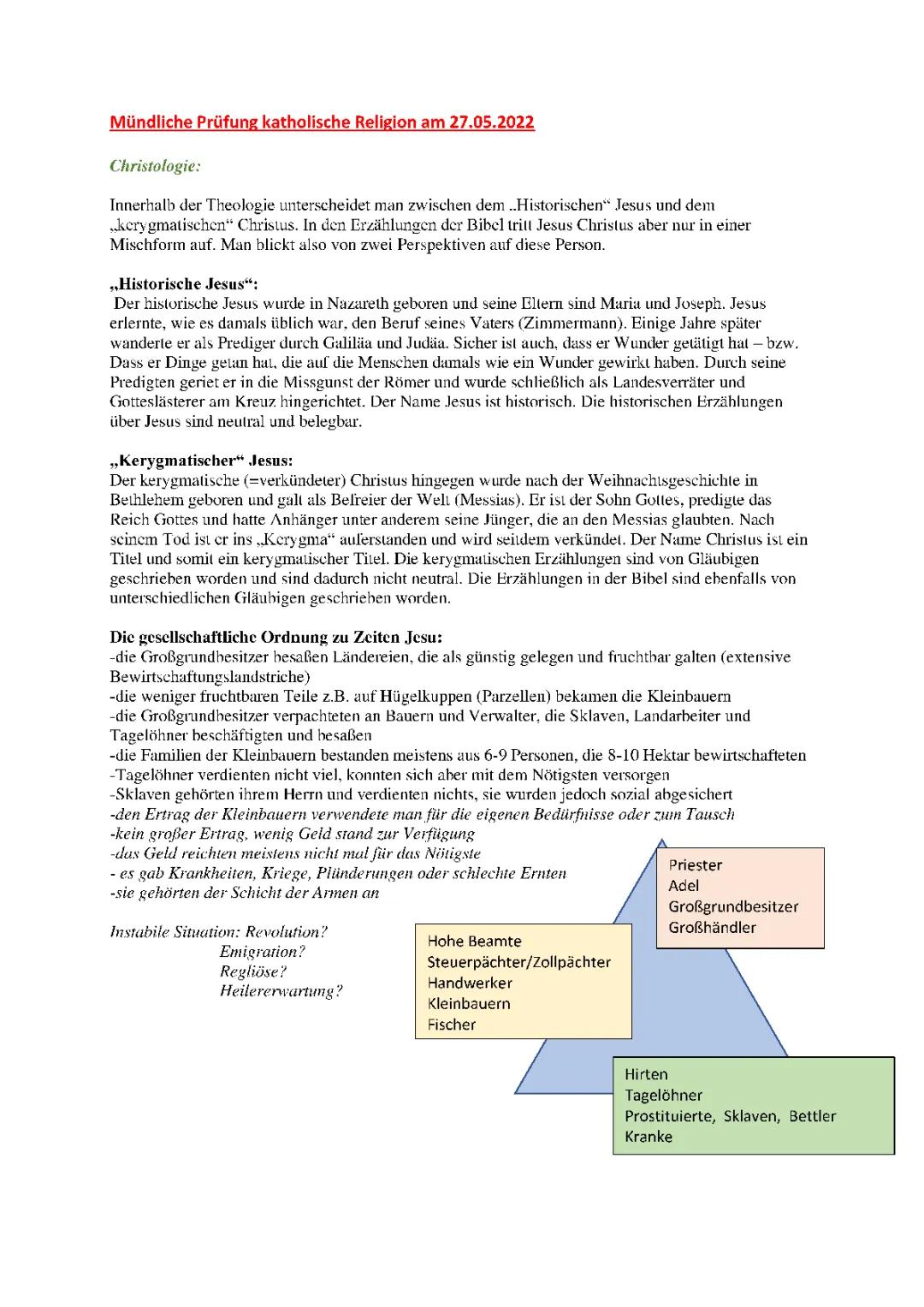 Der historische Jesus und der kerygmatische Christus: Einblick in die katholische Theologie und die Gesellschaft zur Zeit Jesu