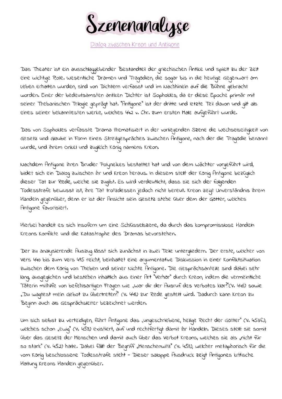 Antigone Szenenanalyse - 2.Epeisodion 