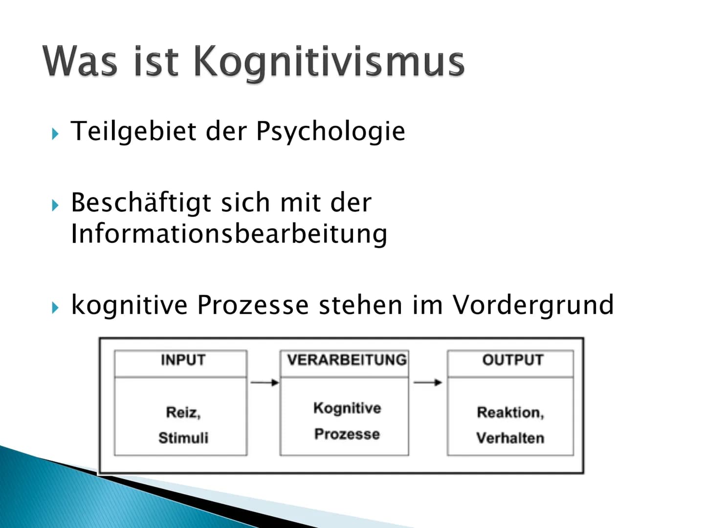 Kognitiwismus Inhaltsverzeichnis
▸ Was ist Kognitivismus
▸ Leitgedanken
‣ Geschichte
▸ Unterschied zu Behaviorismus
▶ Vor- und Nachteile
▸ B