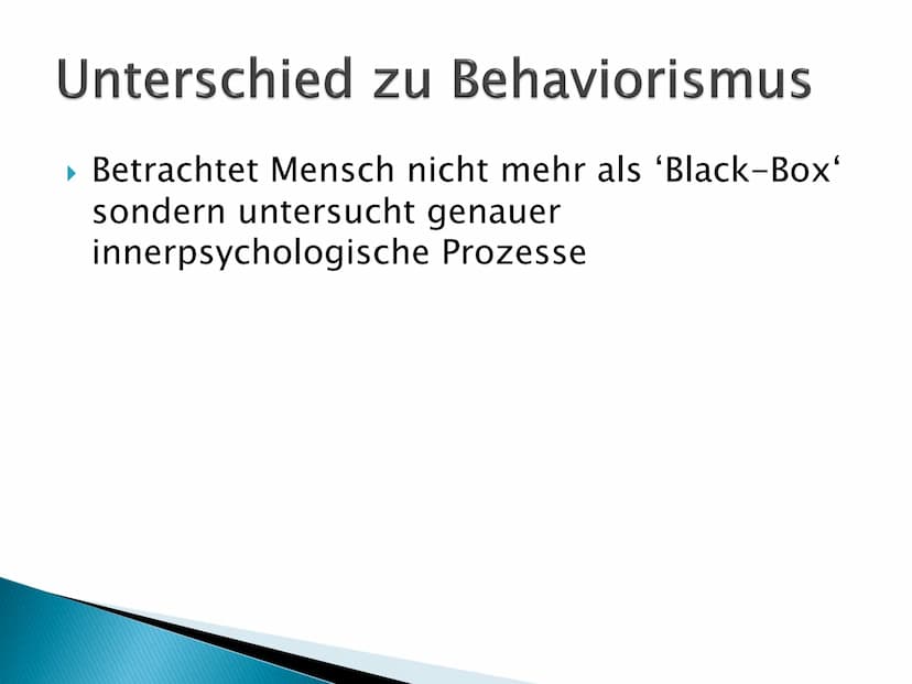 Kognitiwismus Inhaltsverzeichnis
▸ Was ist Kognitivismus
▸ Leitgedanken
‣ Geschichte
▸ Unterschied zu Behaviorismus
▶ Vor- und Nachteile
▸ B