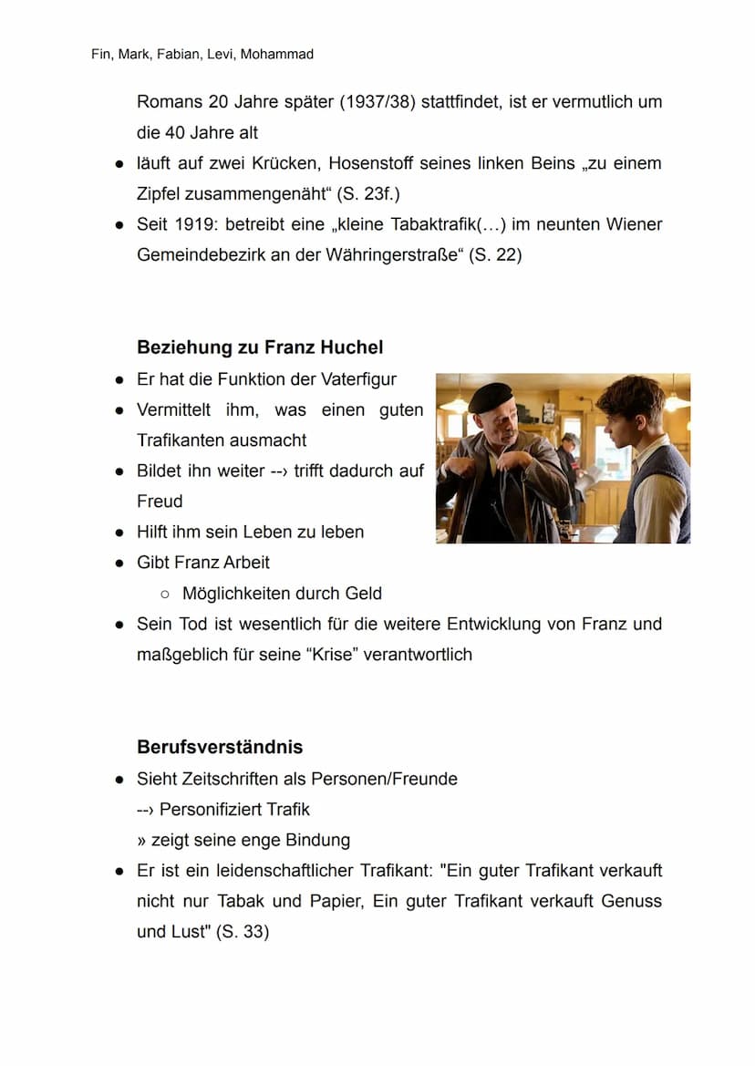 Fin, Mark, Fabian, Levi, Mohammad
Charakterisierung Otto Trsnjek
Allgemeine Informationen:
• Alter: Ungefähr 40 Jahre alt (er hat
1917 als j