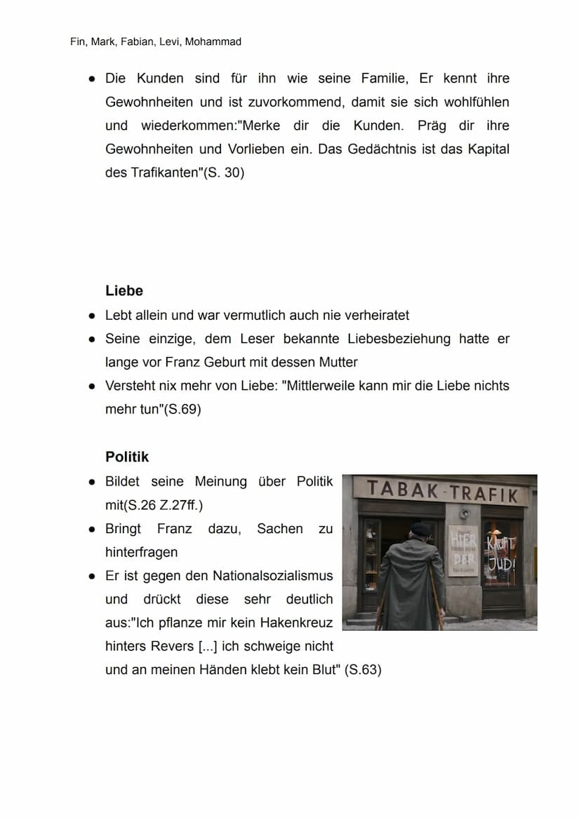 Fin, Mark, Fabian, Levi, Mohammad
Charakterisierung Otto Trsnjek
Allgemeine Informationen:
• Alter: Ungefähr 40 Jahre alt (er hat
1917 als j