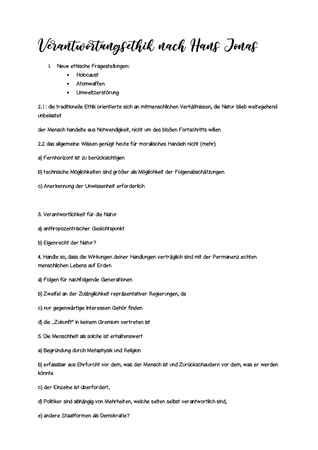 Verantwortungsethik und Umweltethik: Hans Jonas Prinzip einfach erklärt