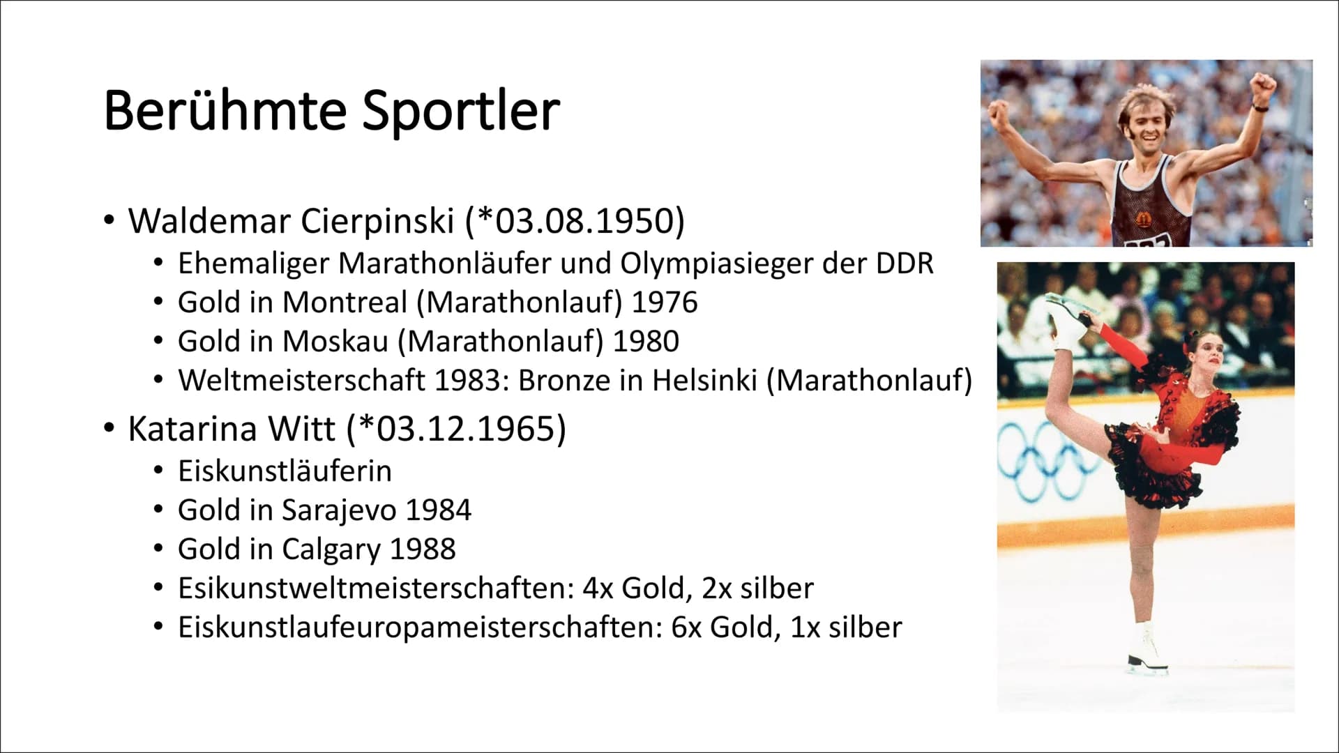 CO
Sport in der DDR
Madita & Marlene Inhaltsverzeichnis
Bedeutung des Sports in der DDR
• Sportarten
●
• Berühmte Sportler
• Jugendsport DDR