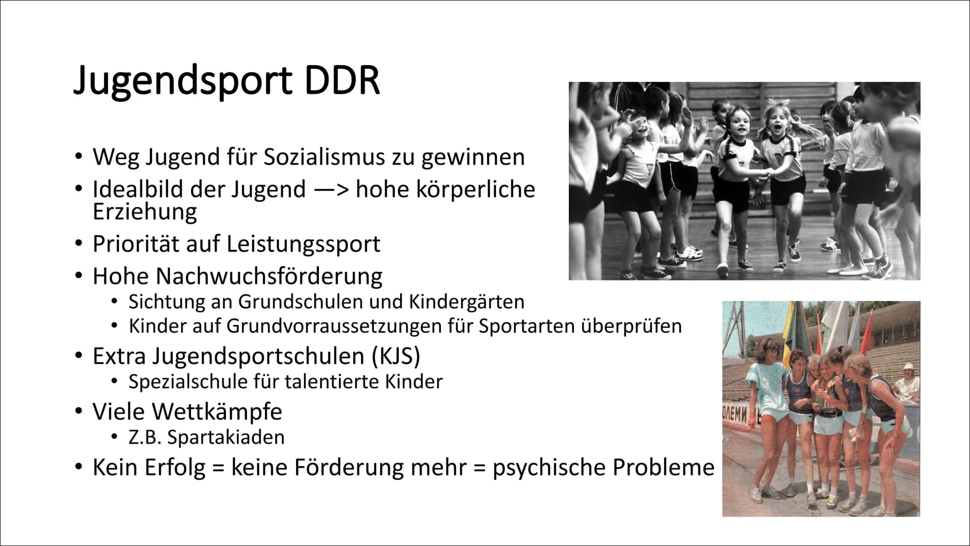 CO
Sport in der DDR
Madita & Marlene Inhaltsverzeichnis
Bedeutung des Sports in der DDR
• Sportarten
●
• Berühmte Sportler
• Jugendsport DDR