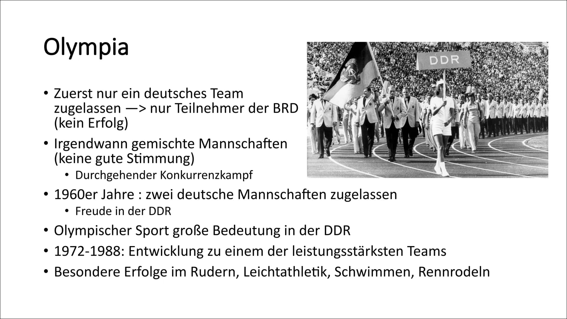 CO
Sport in der DDR
Madita & Marlene Inhaltsverzeichnis
Bedeutung des Sports in der DDR
• Sportarten
●
• Berühmte Sportler
• Jugendsport DDR