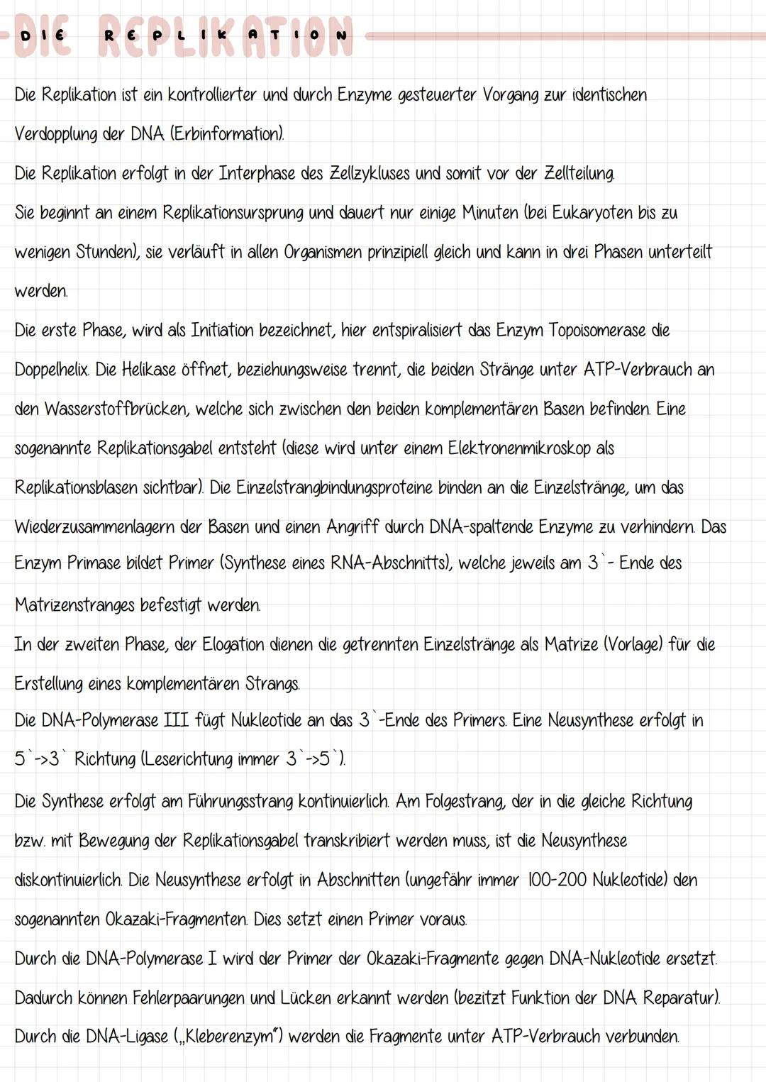 -DIC REPLIKATION
identische Verdopplung der DNA
Was?
Wie 2 semikonservativ
Wann ²2
w
ABLAUT:
wwww
Firm
vor jeder Zellteilung
www
H
TOPOISOME