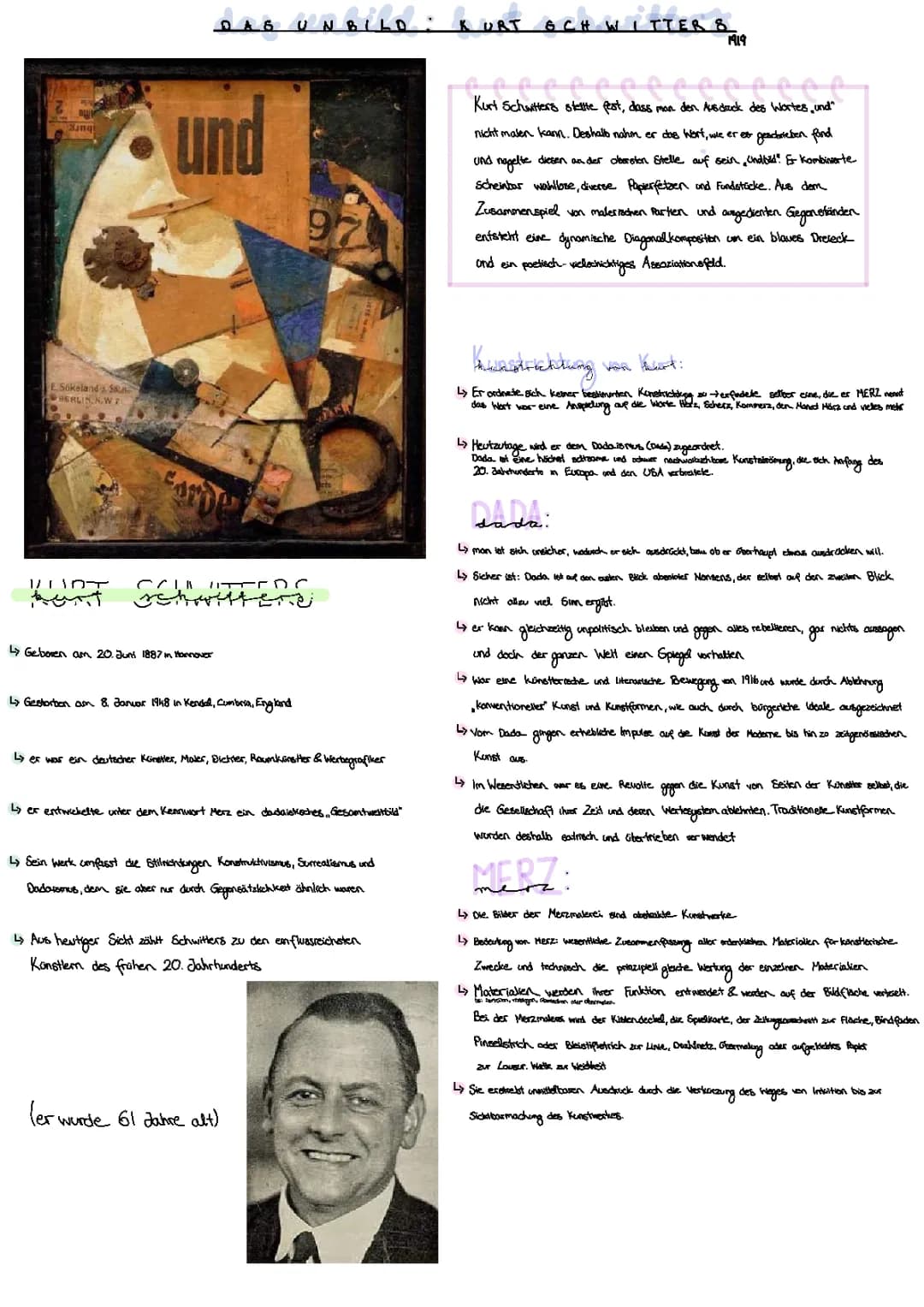 Das Undbild von Kurt Schwitters: Eine Analyse
