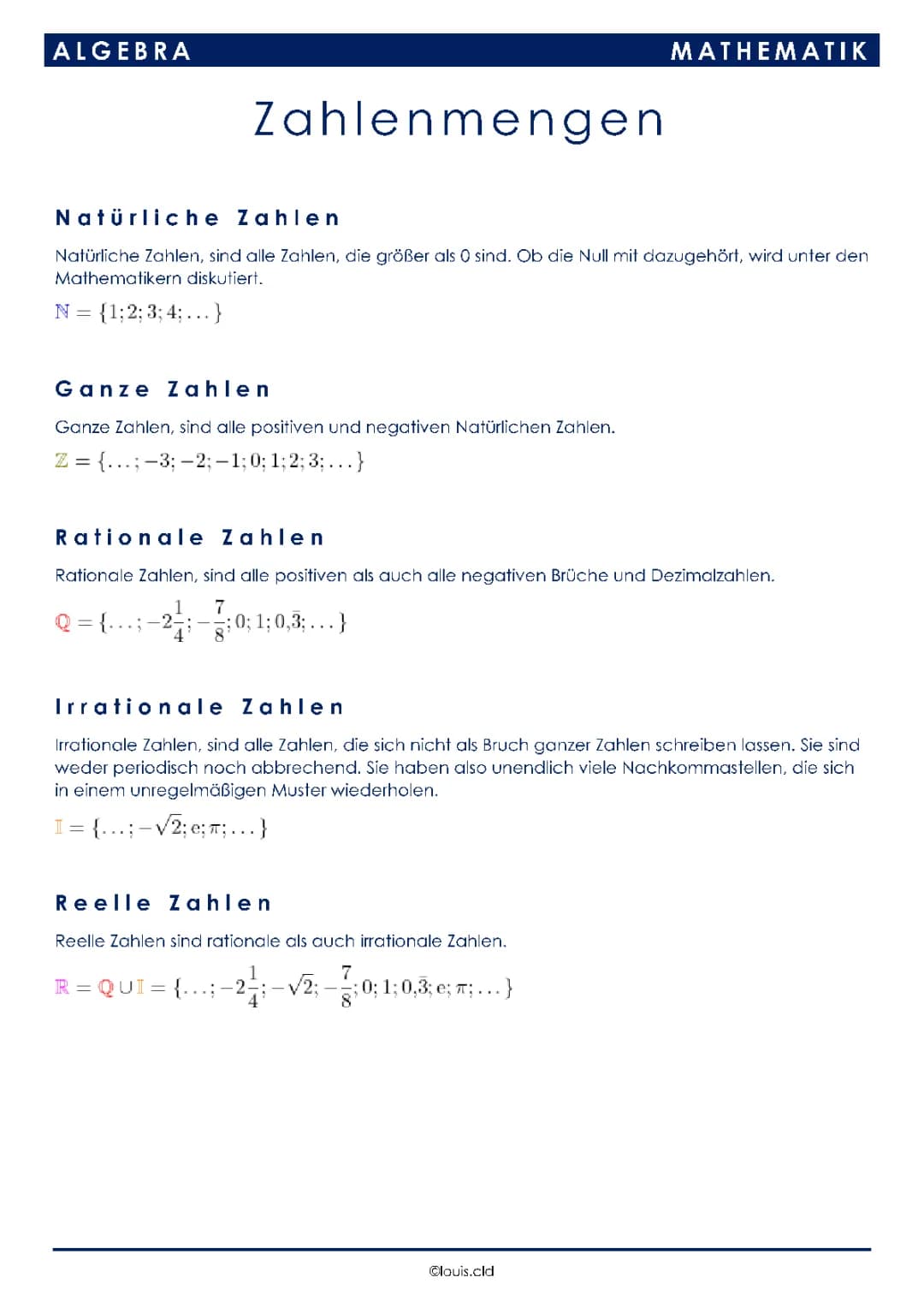 Zahlenmengen