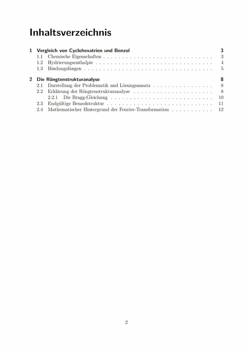 Herleitung der Benzolstruktur
unter Berücksichtigung der Röngtendiffraktion HERLEITUNG DER BENZOLSTRUKTUR
UNTER BERÜCKSICHTIGUNG DER
RÖNGTEN