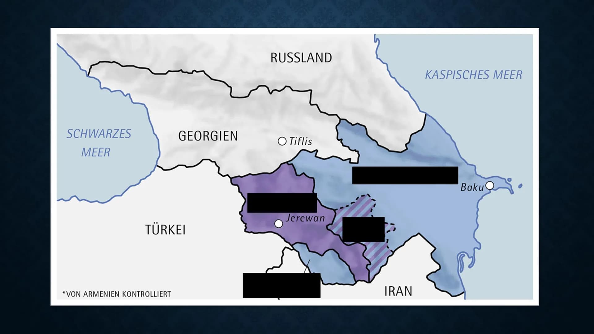 Bergkarabach
Was ist es
-2x saarland
-145.000 einwohner (90% armenier 2005)
-Von armenischen truppen kontrolliert
-International ein Teil as