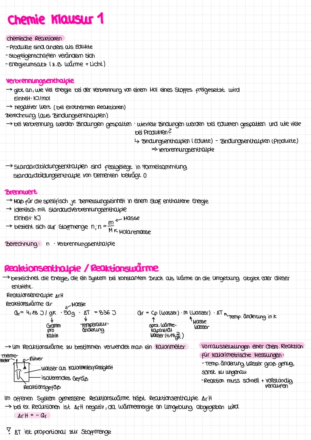 Chemie Klausur 1
chemische Reaktionen
-Produkte sind anders als Edukte
-Stoffeigenschaften verändem sich
- Energieumsatz (2.B. wärme + Licht