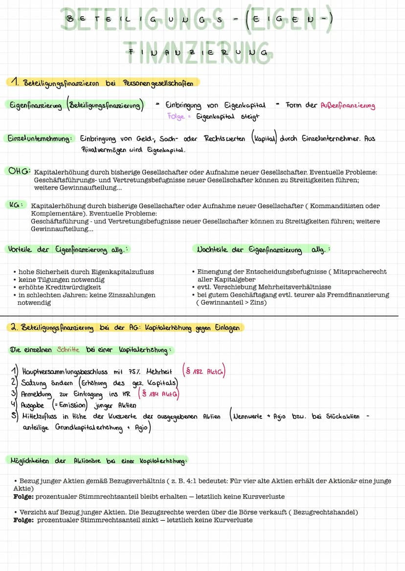 OFFENE SELBSTFINANZIERUNG
1. Investition und Finanzierung
Mittelverwendung
= Investition :
Umwandlung von
Geldkapital in
Produktionsgüter
Ak