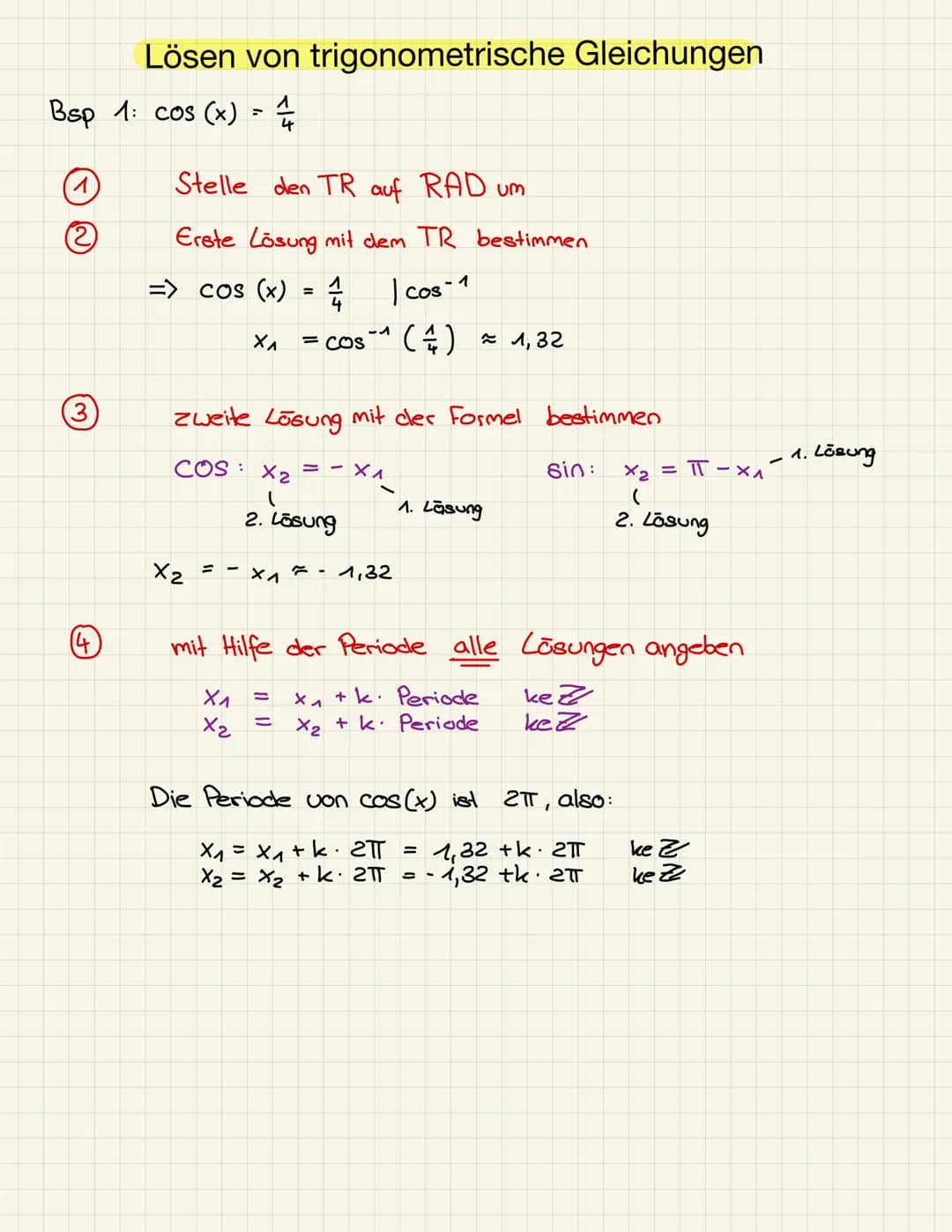 1.
2
Beispiel:
f(x) - 3 cos (2(x-4) + 6
11 "(
> Amplitude. 3; Spiegelt an x- Achse
> 2 streckt in
Richtung. Periode
> Fkt. Um 4 nach rechts 