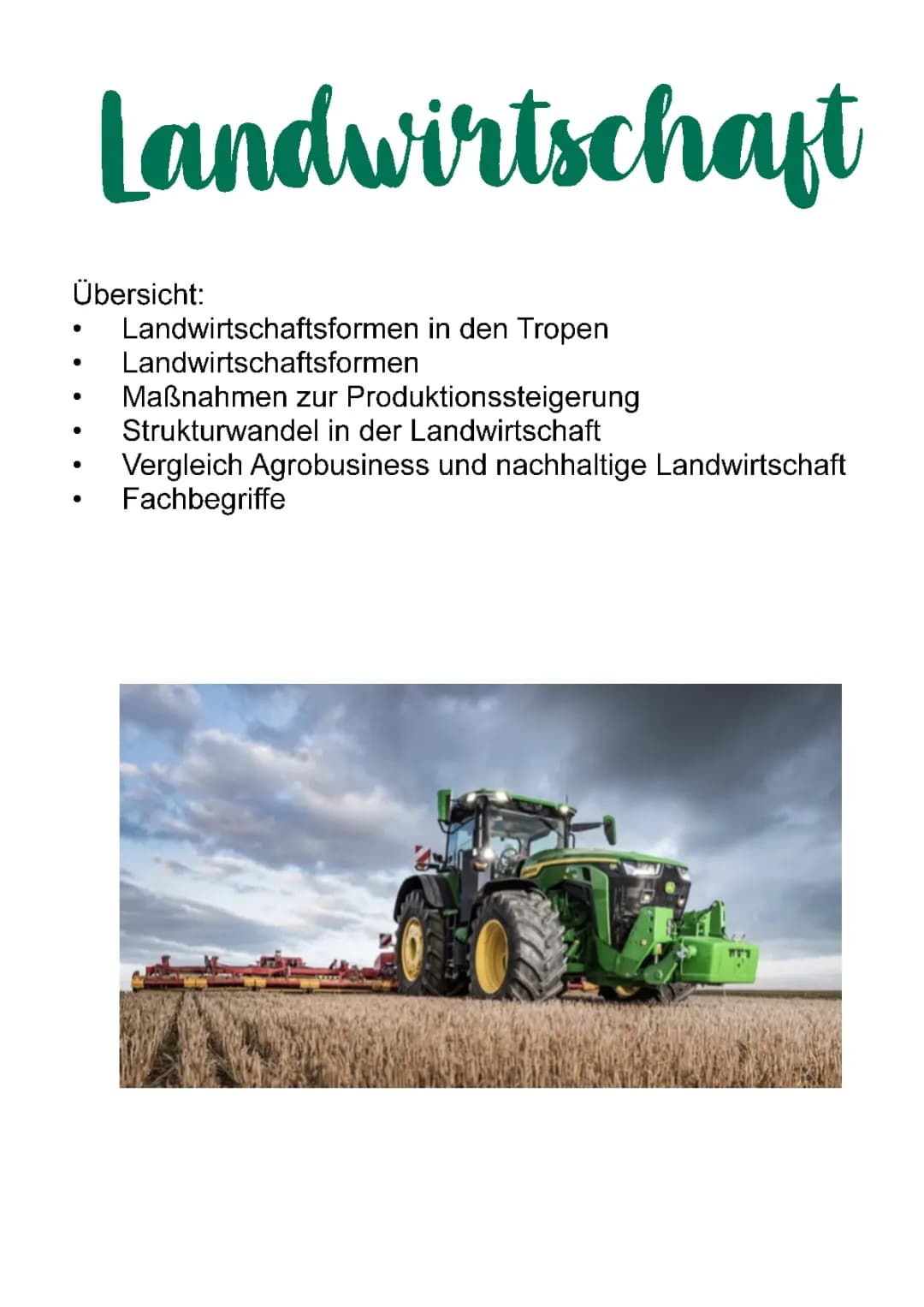 Landwirtschaft - Abi Übersicht