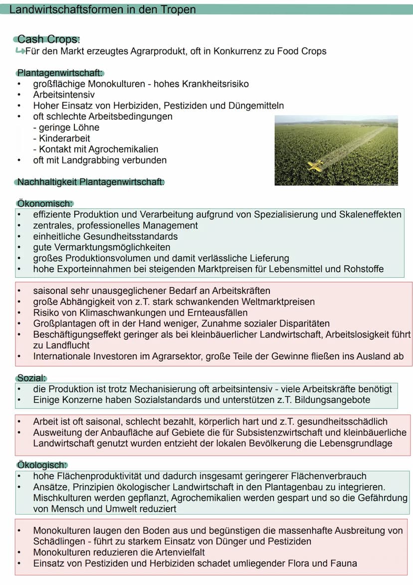 Landwirtschaft
Übersicht:
●
Landwirtschaftsformen in den Tropen
Landwirtschaftsformen
Maßnahmen zur Produktionssteigerung
Strukturwandel in 