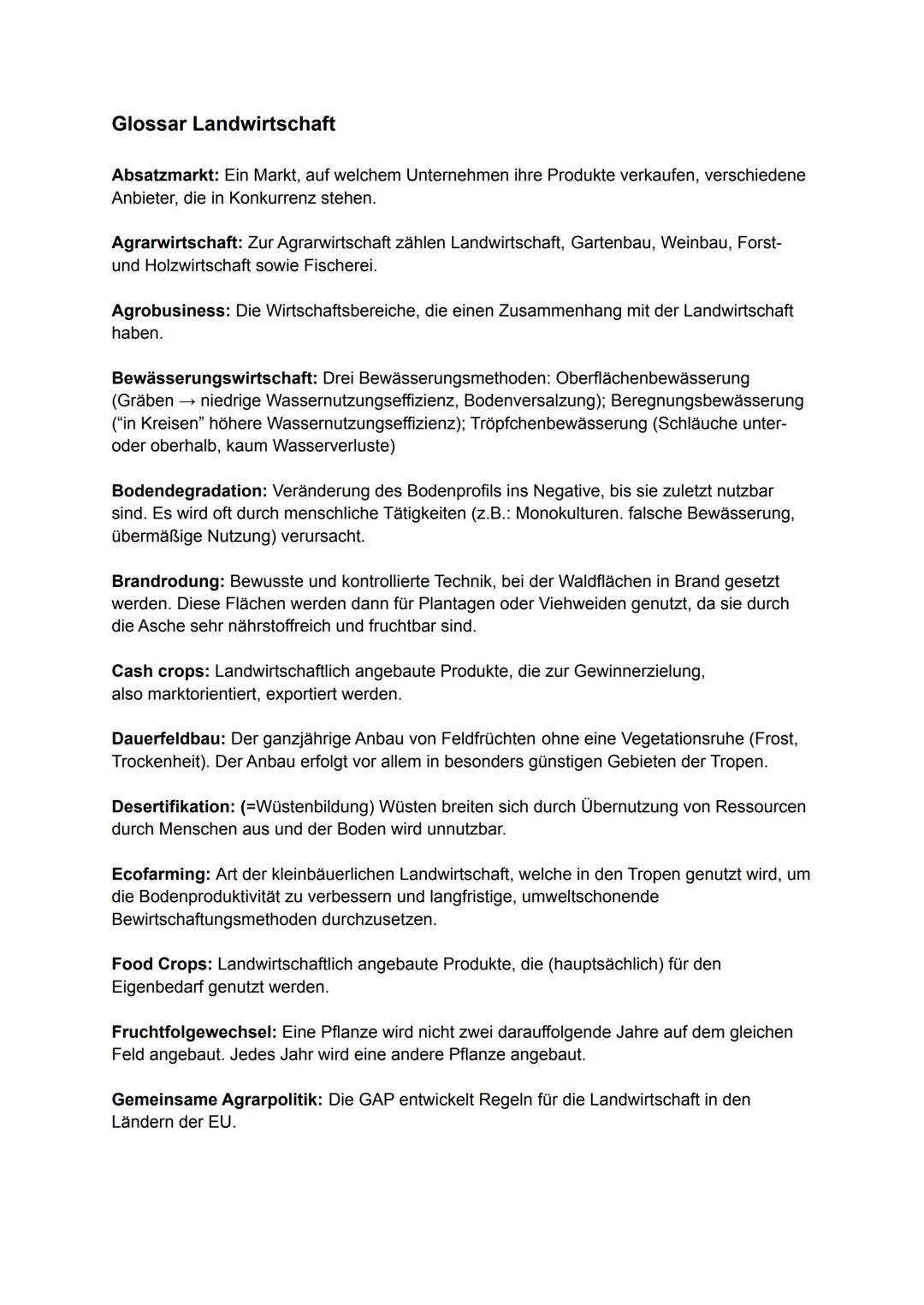 # Glossar Landwirtschaft

Absatzmarkt: Ein Markt, auf welchem Unternehmen ihre Produkte verkaufen, verschiedene
Anbieter, die in Konkurrenz 