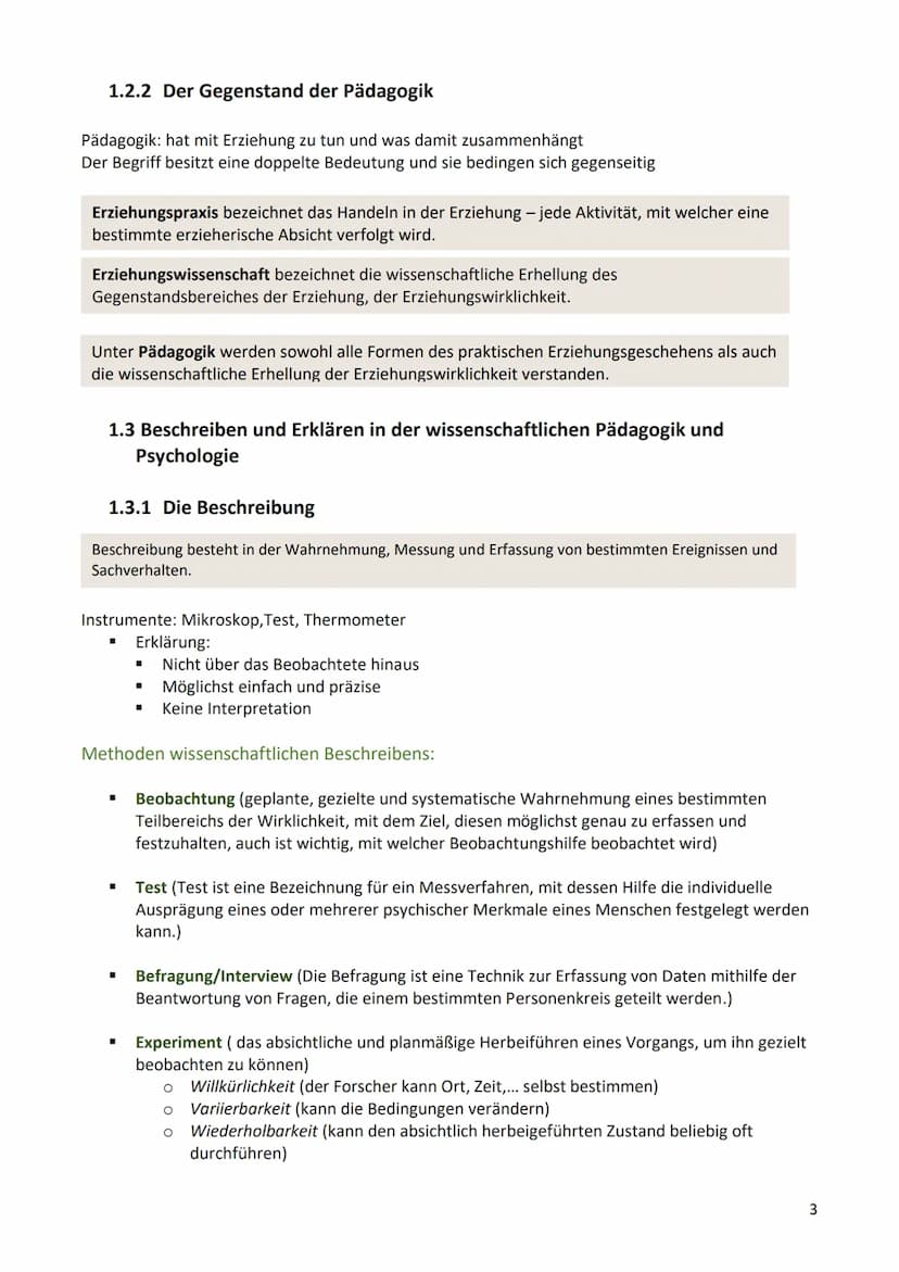 Zusammenfassung Abitur
Pädagogik/Psychologie
1 Lernbereich 1: Wesenszüge wissenschaftlicher Pädagogik und
Psychologie begreifen
1. Grundfrag