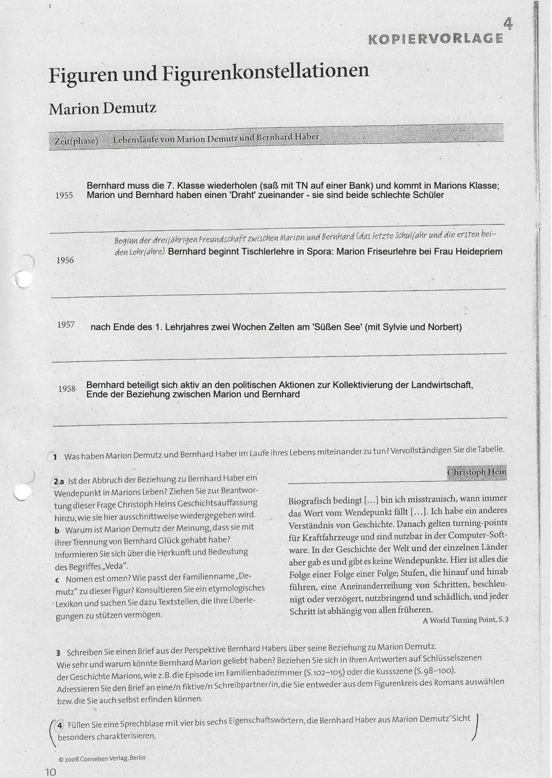 Figuren und Figurenkonstellationen
Thomas Nicolas
Zeit(phase) Lebensläufe von Thomas Nicolas und Bernhard Haber
nach 1945
1950
1953-1955
195