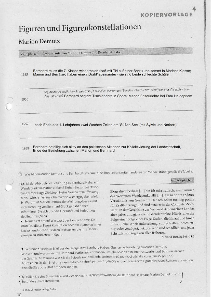 Figuren und Figurenkonstellationen
Thomas Nicolas
Zeit(phase) Lebensläufe von Thomas Nicolas und Bernhard Haber
nach 1945
1950
1953-1955
195