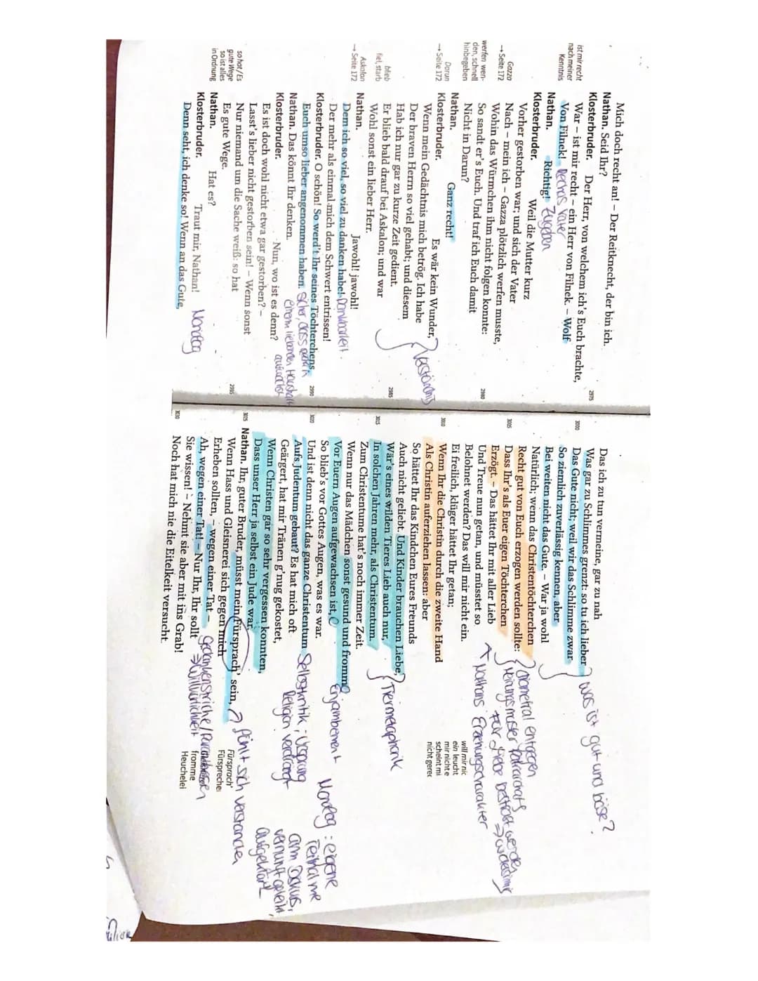 1. Analysieren Sie den Dialog zwischen Nathan und dem Klosterbruder im Auftritt
klosterk
IV,7 (V. 2912-V. 3125) unter besonderer Berücksicht