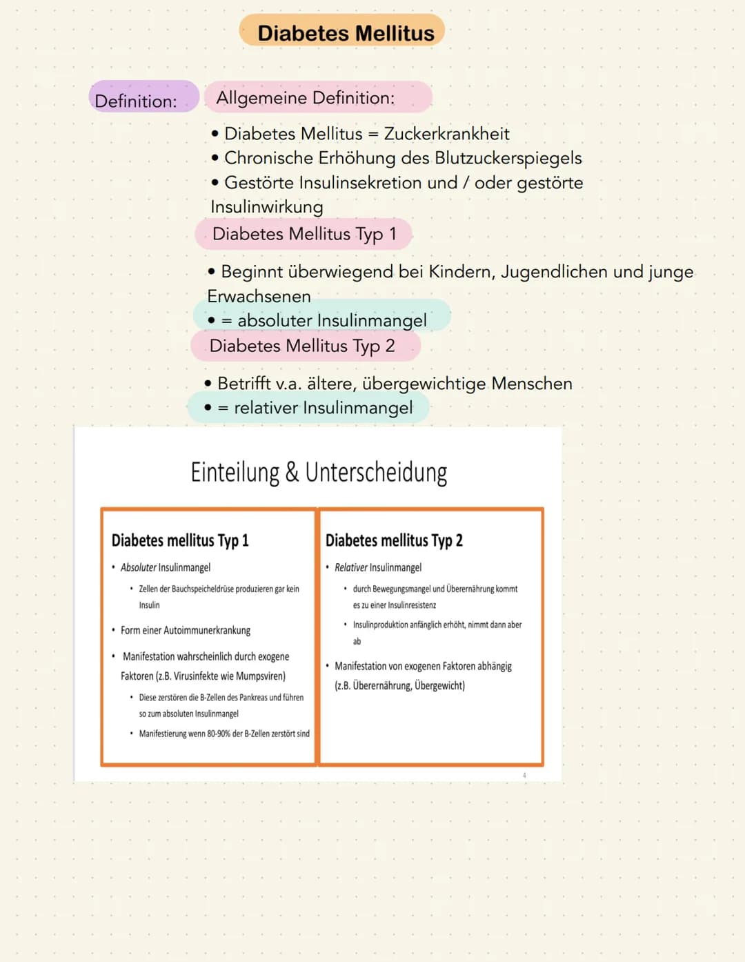 Definition:
Allgemeine Definition:
• Diabetes Mellitus = Zuckerkrankheit
• Chronische Erhöhung des Blutzuckerspiegels
• Gestörte Insulinsekr