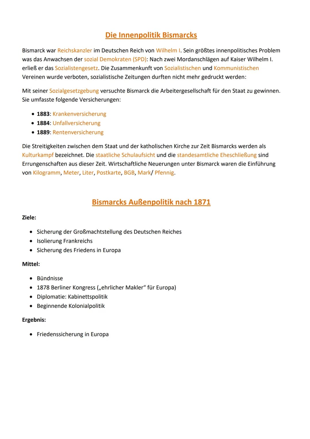 Die Innenpolitik Bismarcks
Bismarck war Reichskanzler im Deutschen Reich von Wilhelm I. Sein größtes innenpolitisches Problem
was das Anwach