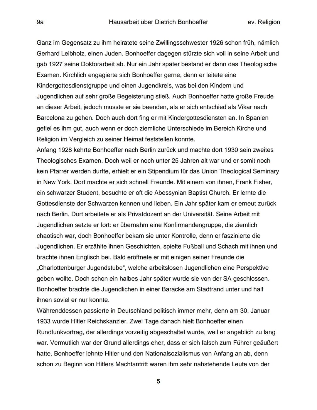 Hausarbeit im Fach ev. Religion über
Dietrich Bonhoeffer
eingereicht am 13. April 2018 9a
Inhaltsverzeichnis:
Einleitung.
Die Situation.....