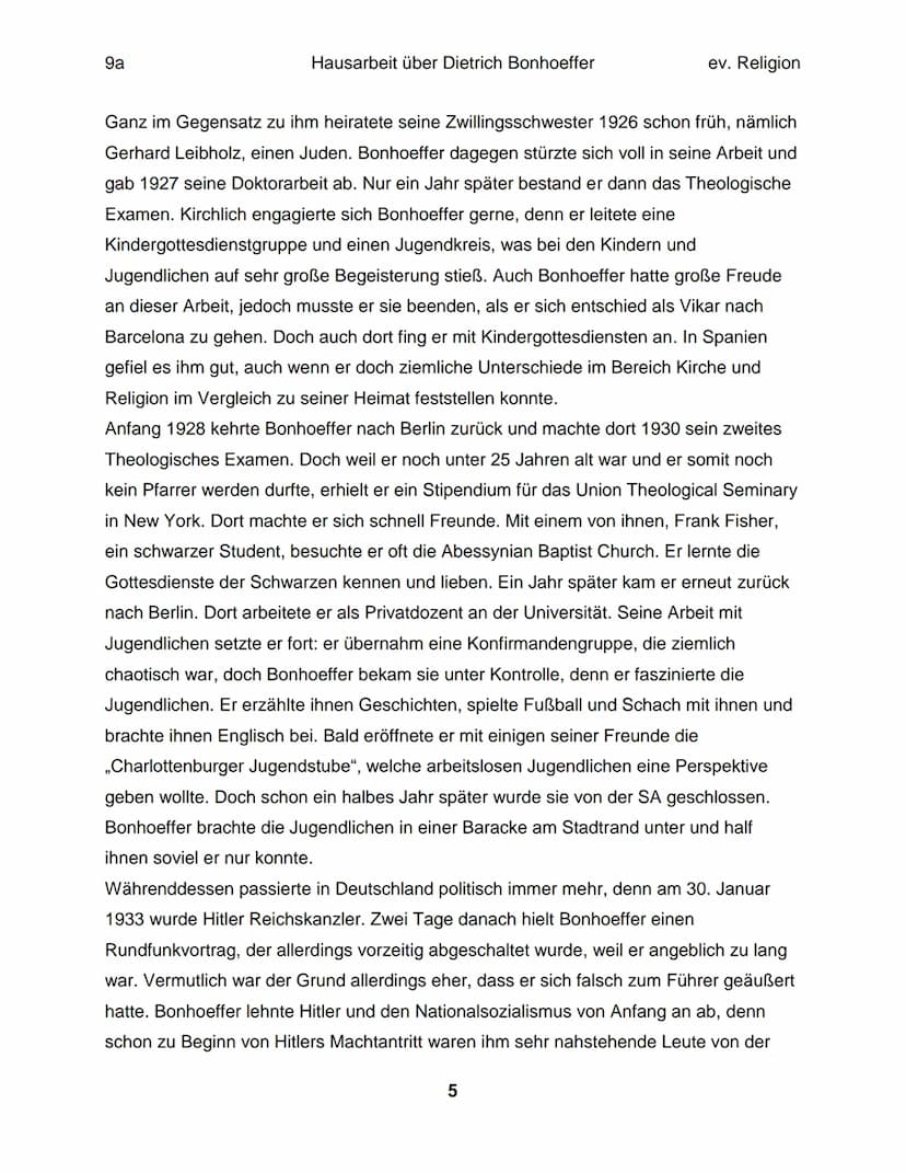 Hausarbeit im Fach ev. Religion über
Dietrich Bonhoeffer
eingereicht am 13. April 2018 9a
Inhaltsverzeichnis:
Einleitung.
Die Situation.....