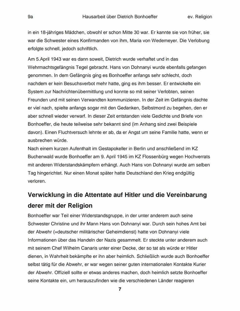 Hausarbeit im Fach ev. Religion über
Dietrich Bonhoeffer
eingereicht am 13. April 2018 9a
Inhaltsverzeichnis:
Einleitung.
Die Situation.....