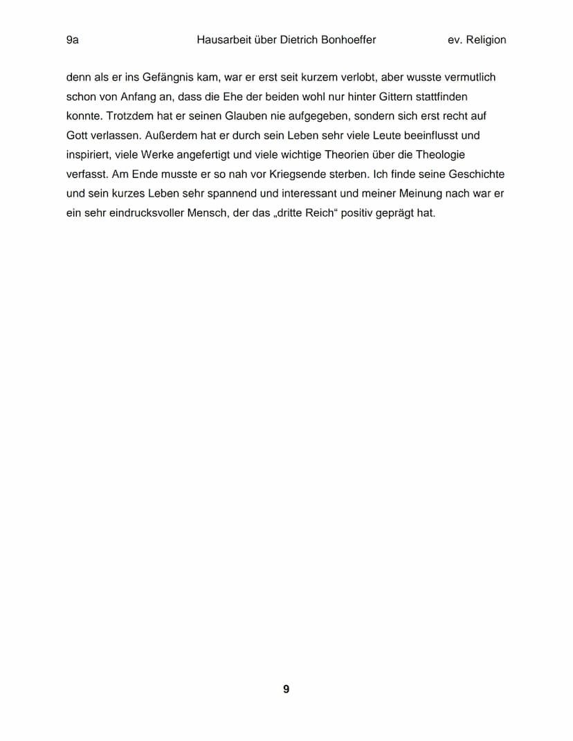 Hausarbeit im Fach ev. Religion über
Dietrich Bonhoeffer
eingereicht am 13. April 2018 9a
Inhaltsverzeichnis:
Einleitung.
Die Situation.....