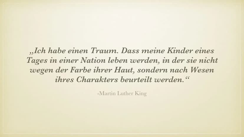 MARTIN LUTHER KING
WAR ER EIN MODERNER PROPHET? ÜBERBLICK
WER WAR MARTIN LUTER KING?
FÜR WAS SETZTE ER SICH EIN?
SEINE REDE „I HAVE A DREAM"