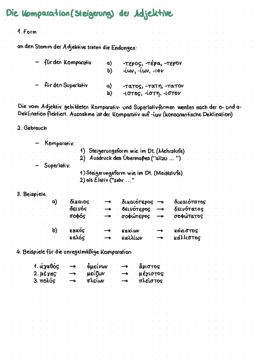 Die Komparation (Steigerung) der Adjektive
1.Form
an den Stamm der Adjektive treten die Endungen:
für den Komparativ
-
für den Superlativ
Ko