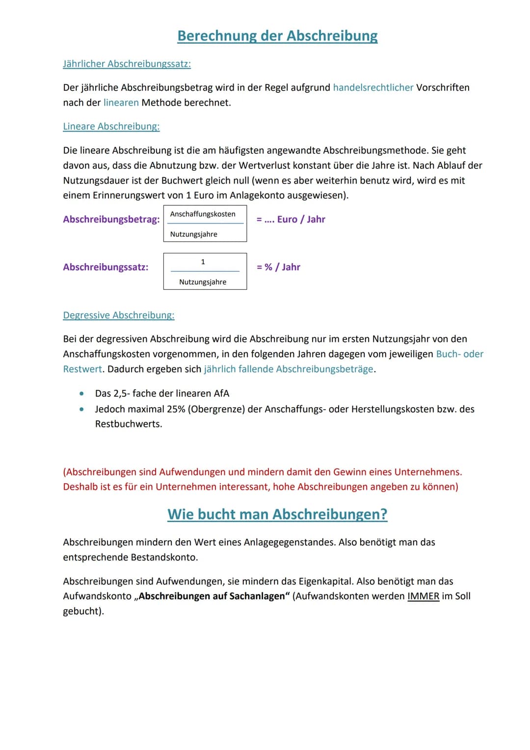 Abschreibungen
Anlagevermögen, die dem Unternehmen langfristig dienen (wie zum Beispiel Gebäude, Maschinen,
Computer) verlieren im Laufe der