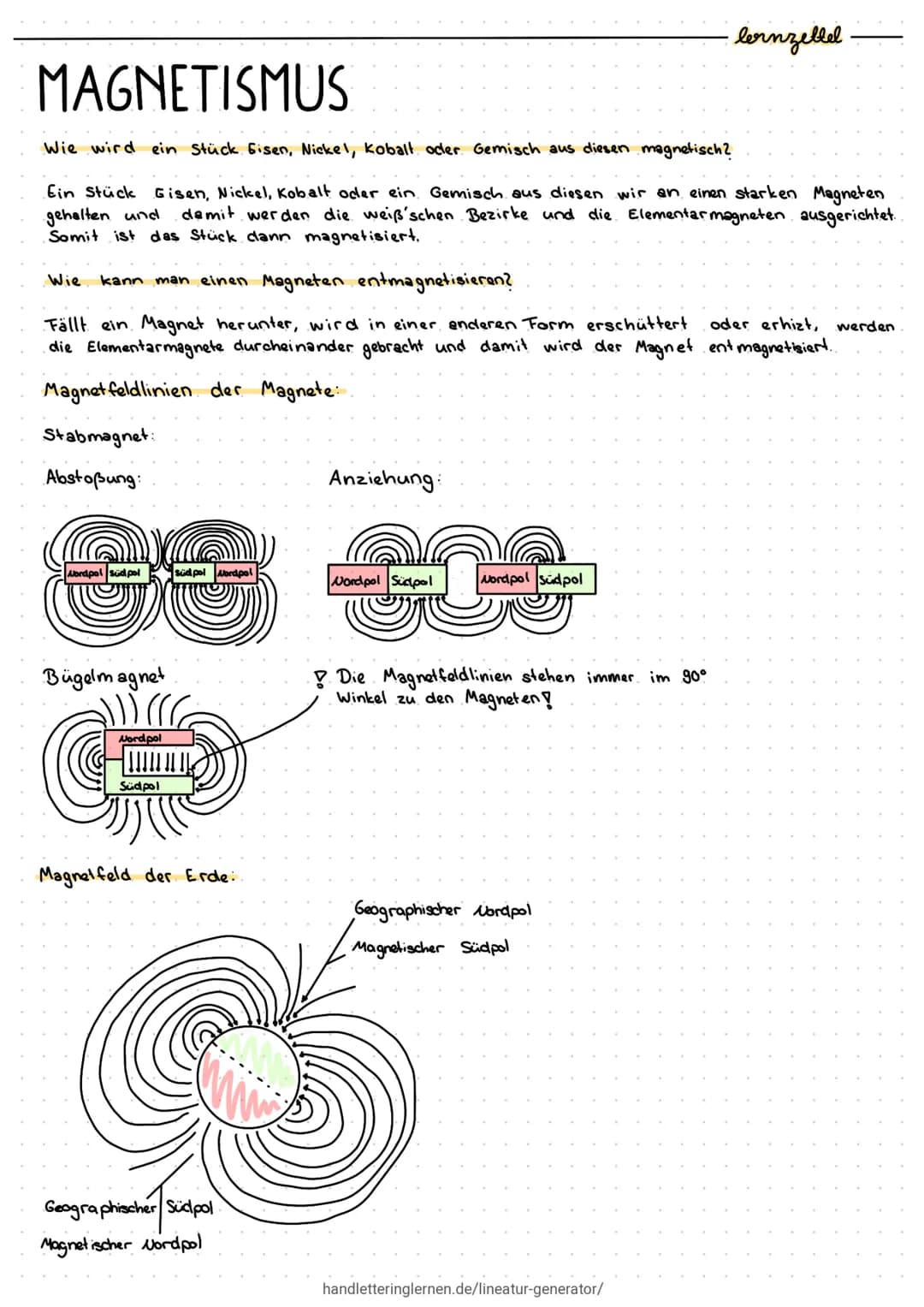 MAGNETISMUS
Welche Materialien sind magnetisch?
Eisen, Nickel, kobalt und Gemische aus diesen sind magnetisch.
Verschiedene Magnete:
Die End