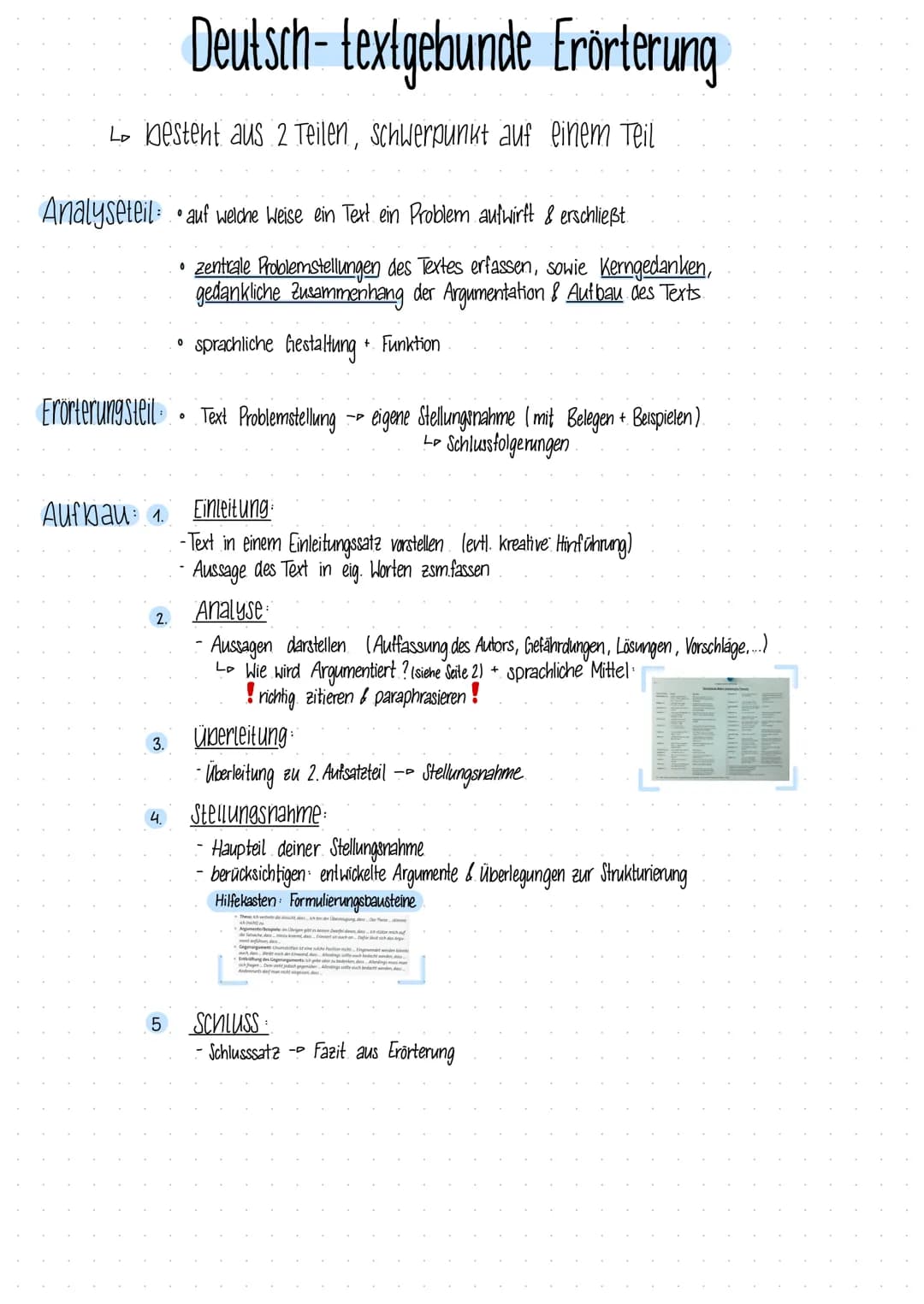 L besteht aus 2 Teilen, schwerpunkt auf
Analyseteil auf welche Weise ein Text ein Problem aufwirft & erschließt.
Aufbau: 1.
2.
Deutsch-textg