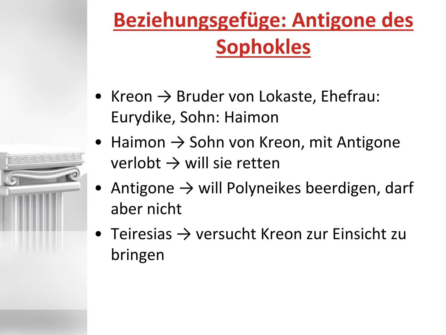 Das Theater der Antike • Das antike Theater
▪ Geschichte
▪ Aufbau/ Bestandteile
▪ Ablauf der Theaterstücke
Der Antigone-Mythos
beteiligte Pe